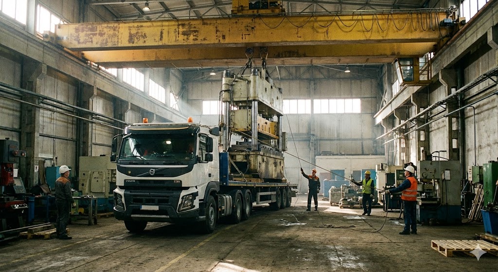 Fabrika İçi Tavan Vinci ile Makine Yükleme ve Nakliye